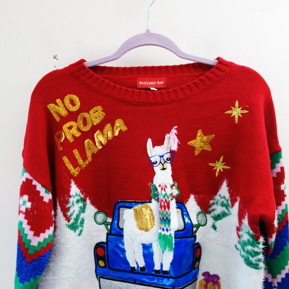 Blizzard Bay Ugly Christmas Sweater "No Porb Liama" Size M NWT! - Picture 2 of 9